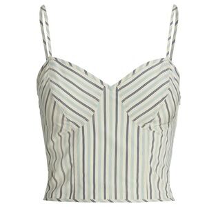 NWT Lauren Ralph Lauren size 10 blue white cropped striped‎ ruched zipper